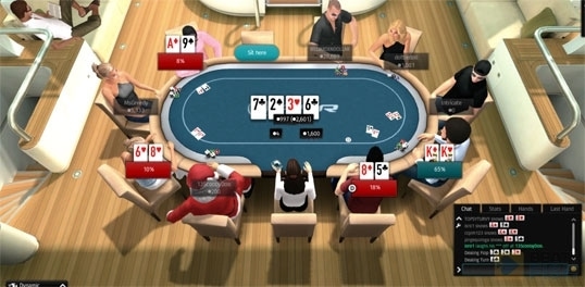 An example of a PKR table at the Yacht locale. This is the overhead view you'll see much of the time in all viewing modes.