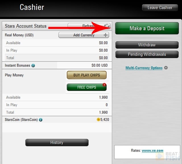 poker stars deposit