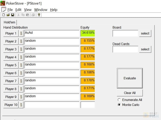 Texas Holdem Scoring Chart