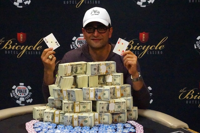 Antonio Esfandiari wins his first WSOP Circuit ring and $226k first place money at the Bike (source: WSOP.com)