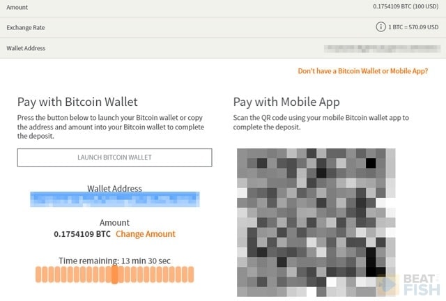 Bitcoin Deposit Address at Ignition