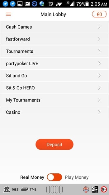 Partypoker App Lobby