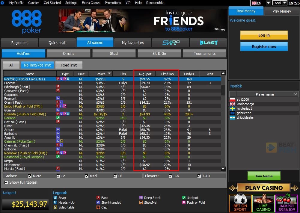 Soft Games at 888 Poker