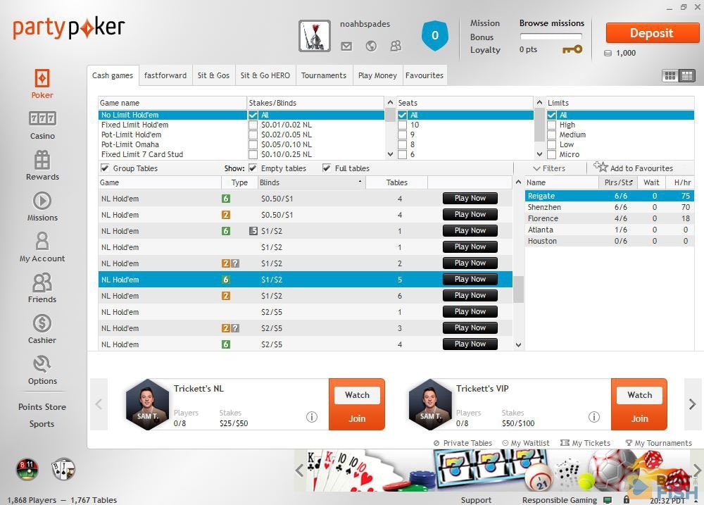 Partypoker Seating Scripts