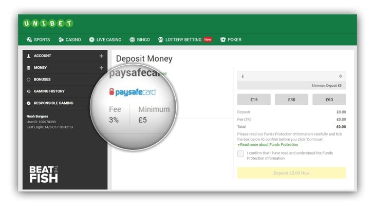 Using Paysafecard at Unibet