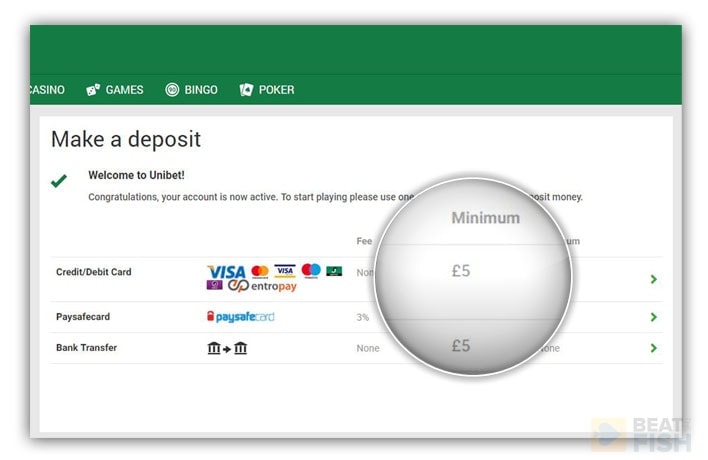 Online poker deposit minimum