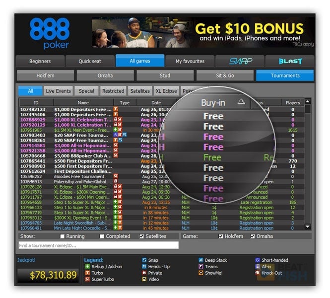 888 Poker Freerolls