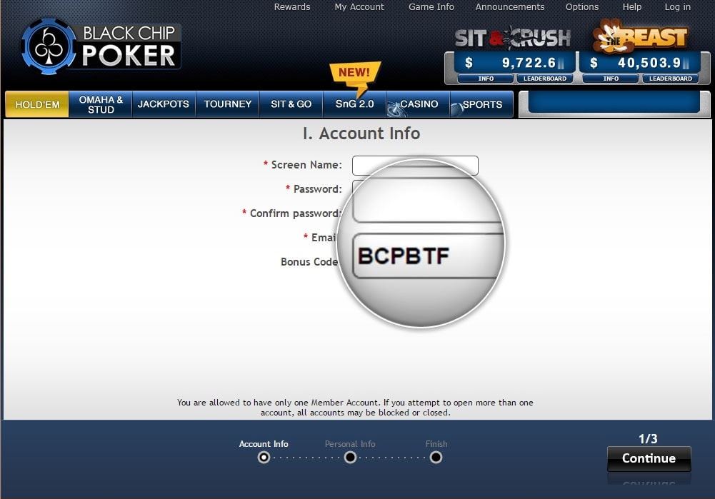 Black Chip Poker Bonus Code