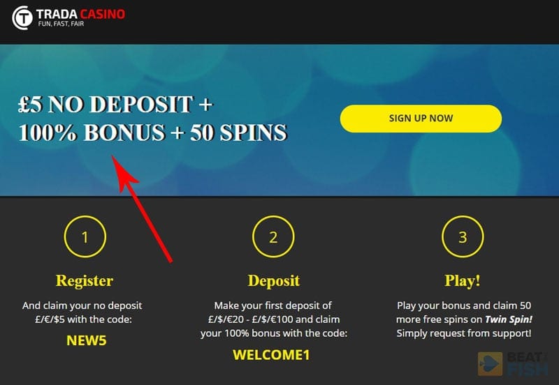 Trada Casino No-Deposit Bonus