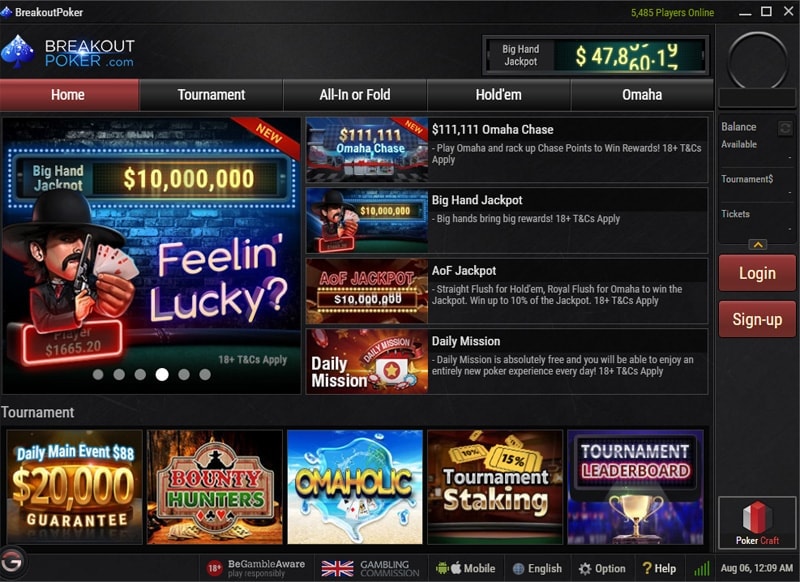 Breakout Poker main lobby Breakout Poker main lobby