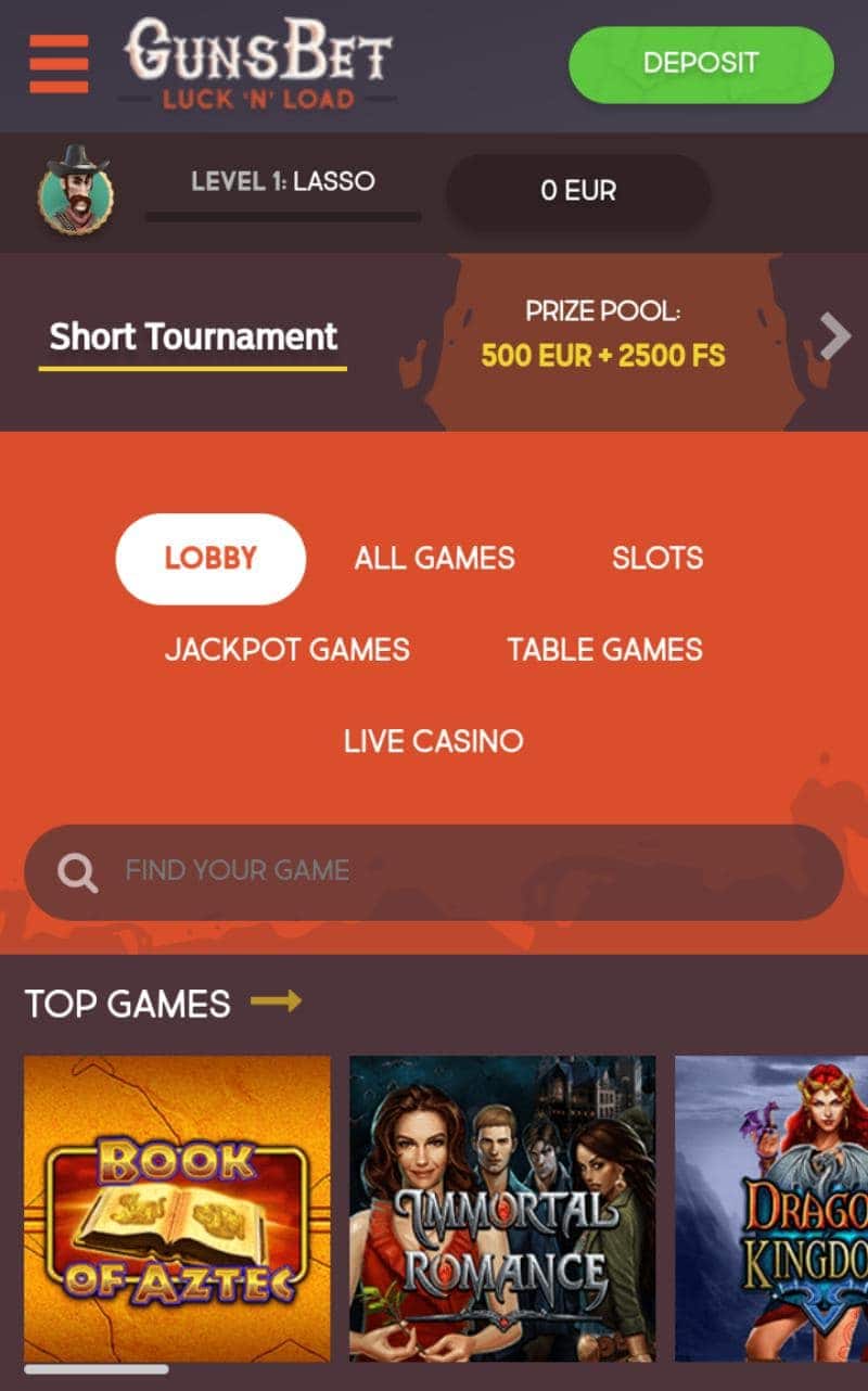 Gunsbet Casino on Mobile Gunsbet Casino on Mobile