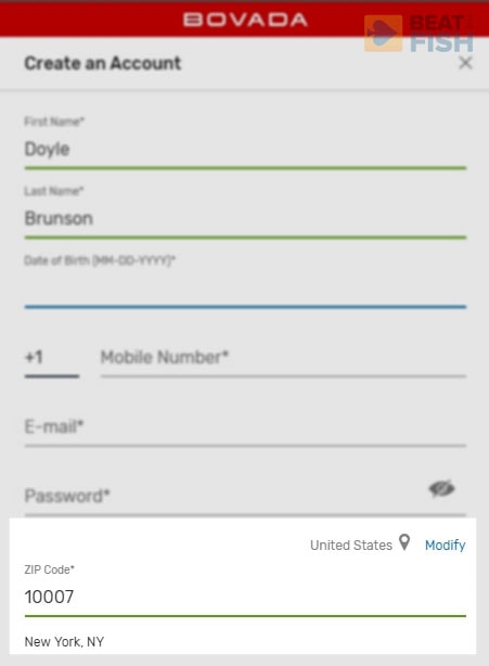 Bovada New York player registration