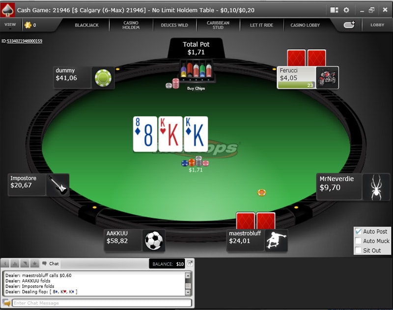 Intertops Poker Cash Game Table