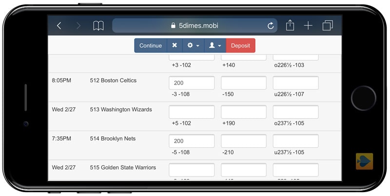 5Dimes Mobile Sportsbook