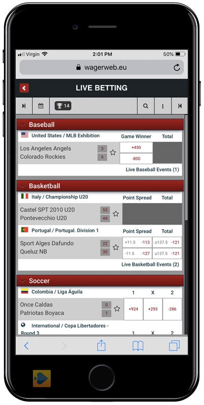 In-Game Mobile Betting at Wagerweb In-Game Mobile Betting at Wagerweb