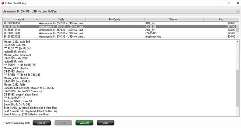 PokerStars online hand history. 