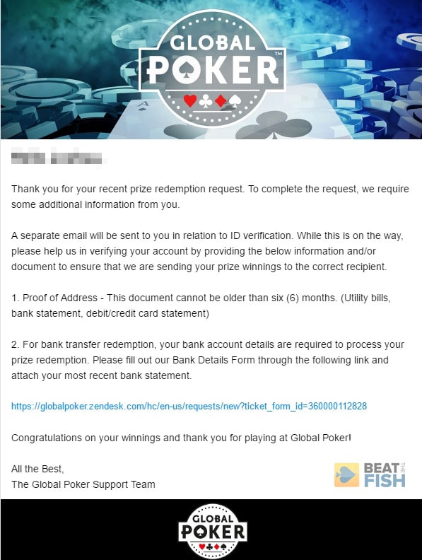 Global Poker ID Verification