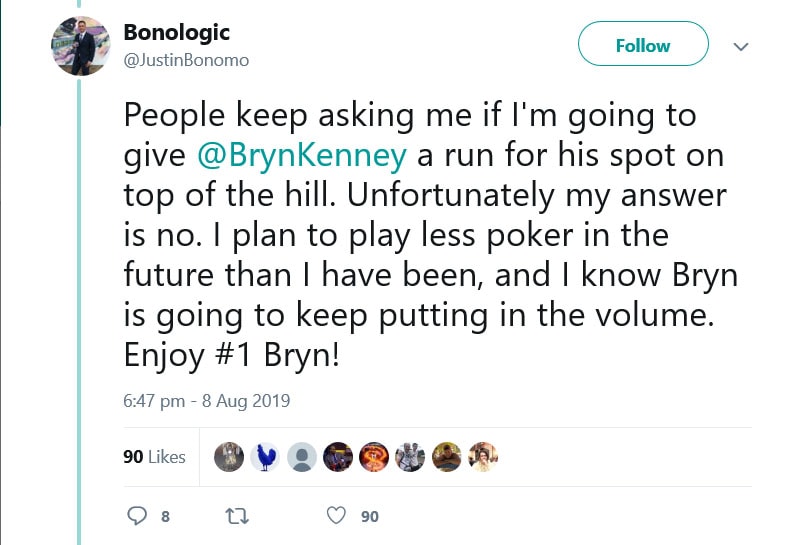 Justin Bonomo Response to Bryn's Win
