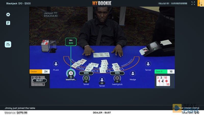 MyBookie Casino Live Dealers