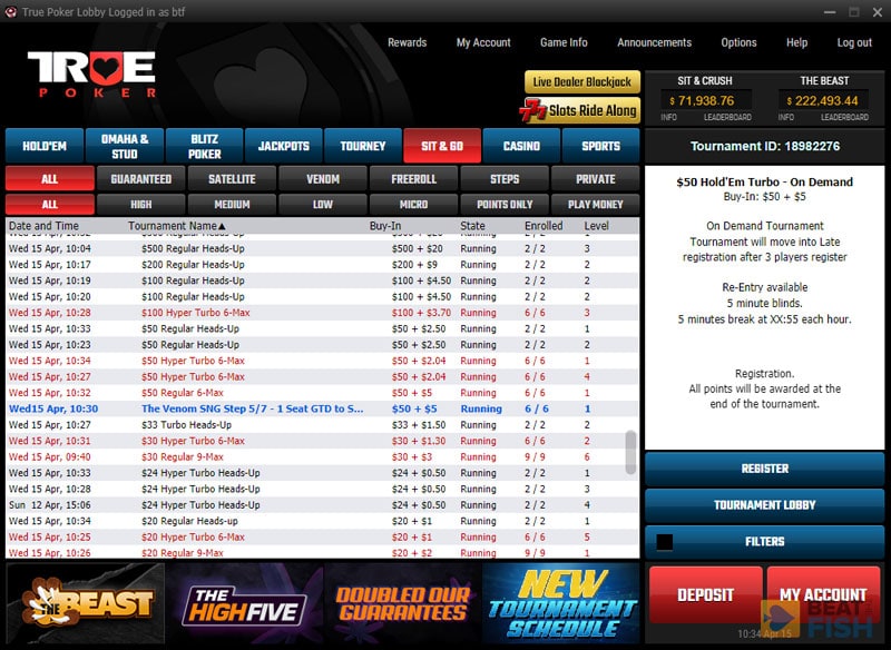 True Poker Sit and Go Tournaments True Poker Sit and Go Tournaments