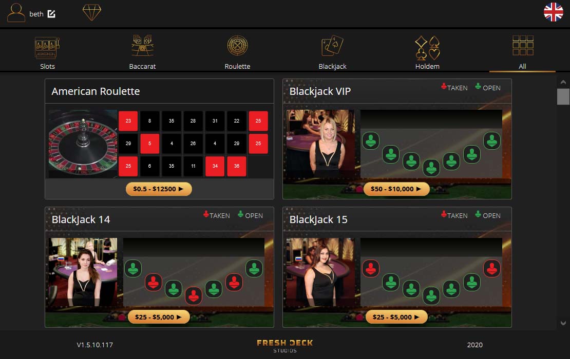 Live Dealer Blackjack from Visionary in Gaming