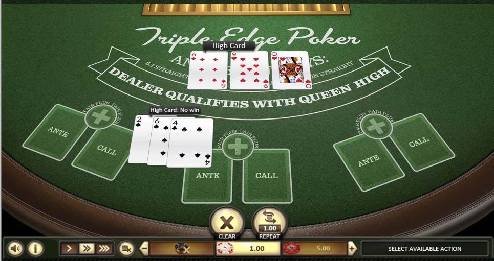 Triple Edge Poker table game at Super Slots Casino