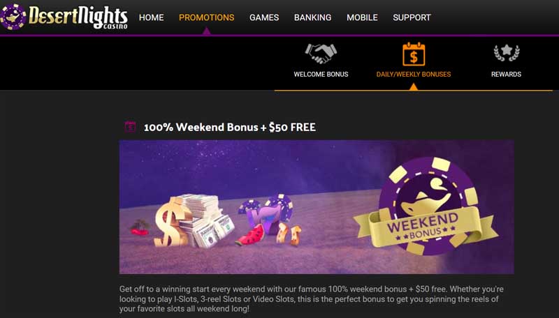 weekend bonus at desert nights casino