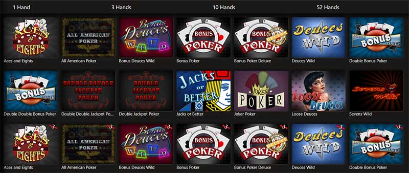 video poker selection 