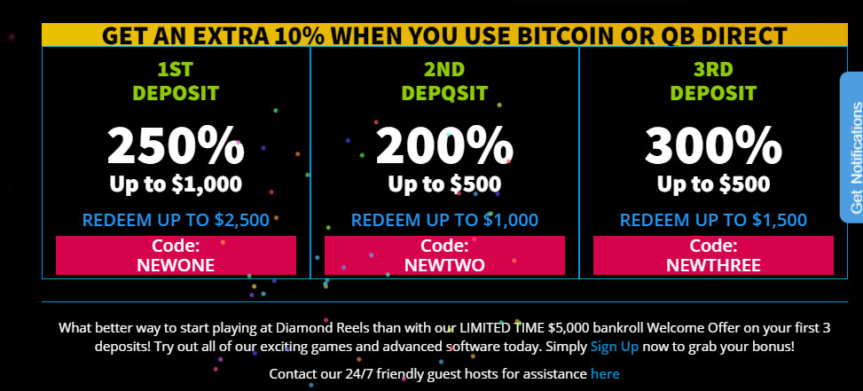 Bonus Codes at Diamond Reels Casino