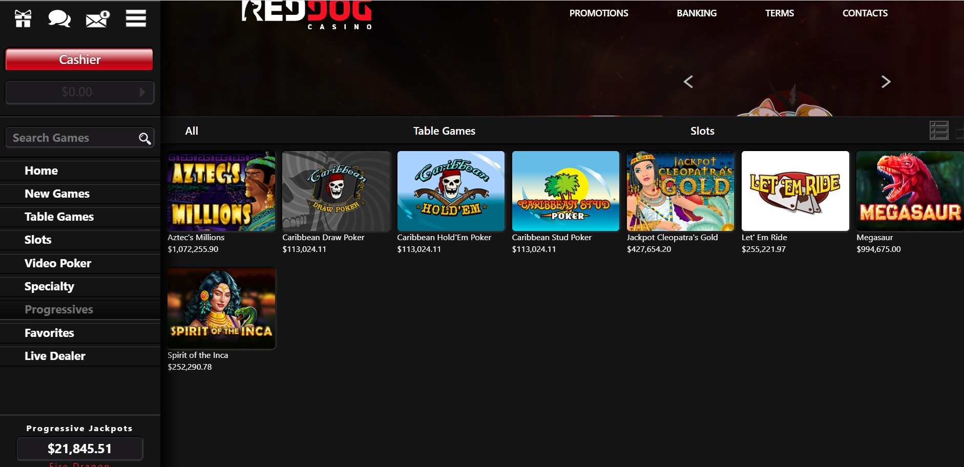 Red Dog Casino Table Games