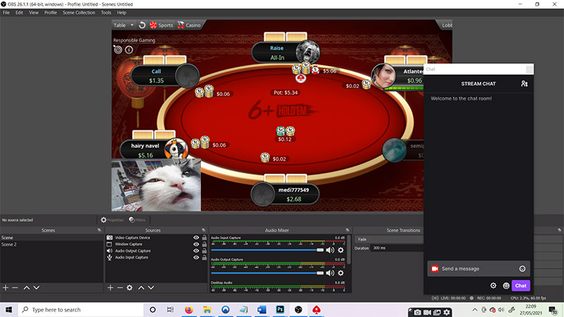 Pengaturan Twitch Poker OBS