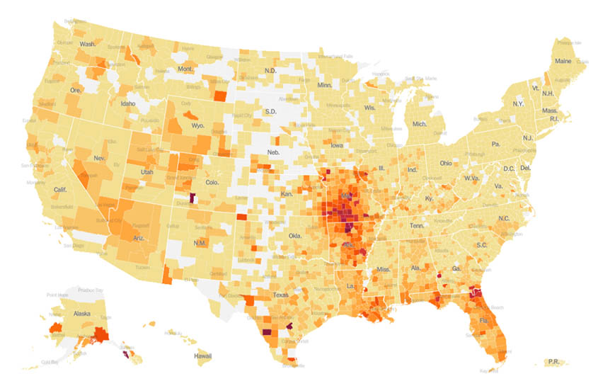 COVID 19 Hot Spots USA