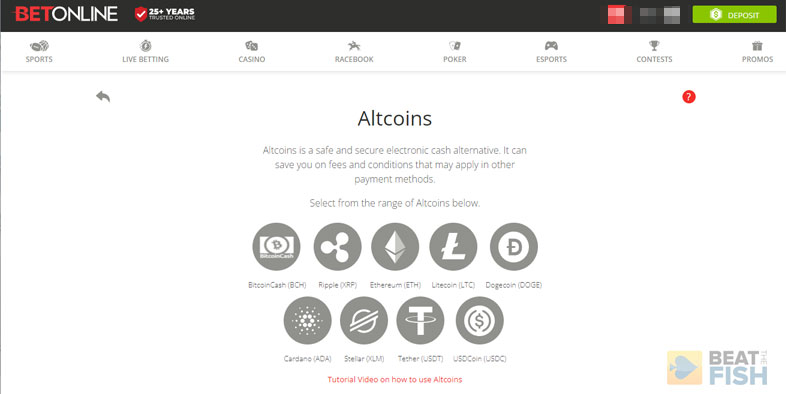 Altcoin Cryptocurrency Deposits