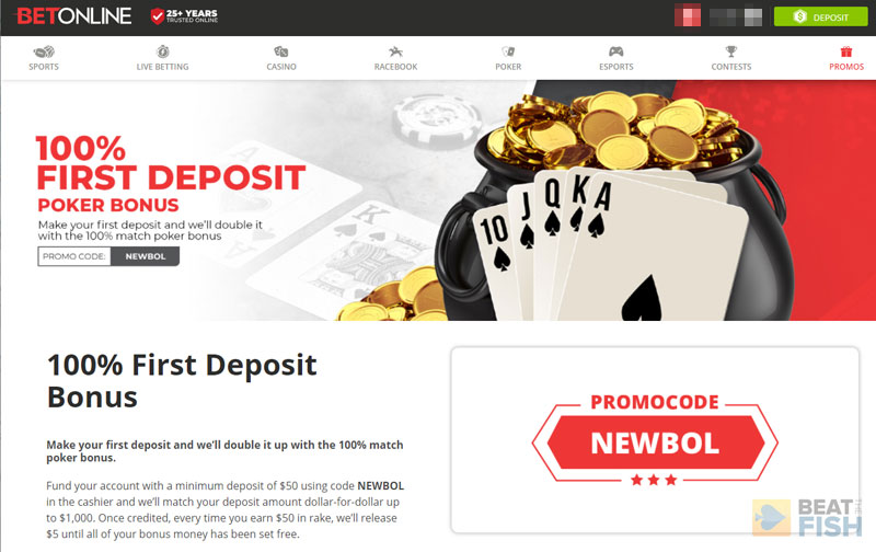 BetOnline First Deposit Poker Bonus