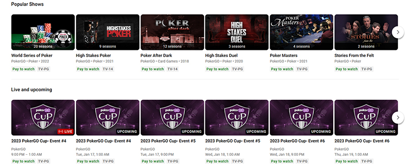 YouTube TV Poker Shows