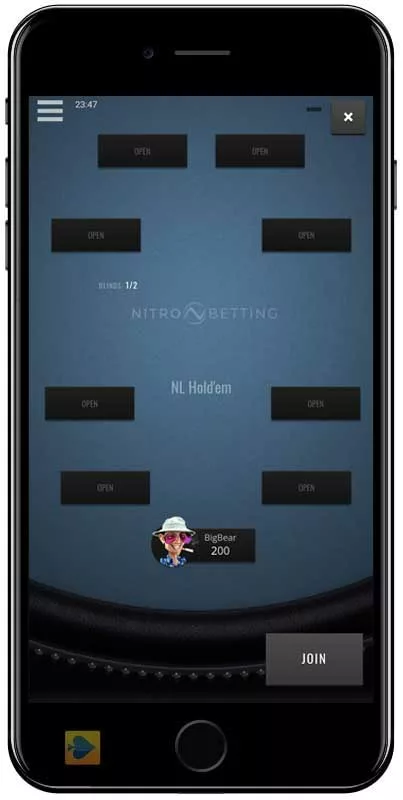 Nitrobetting Sports Poker Mobile Lobby