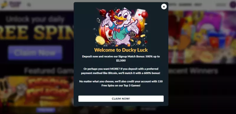 ducky luck welcome bonus